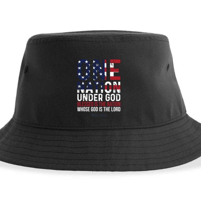 One Nation Under God Blessed Is The Nation Whose God Sustainable Bucket Hat