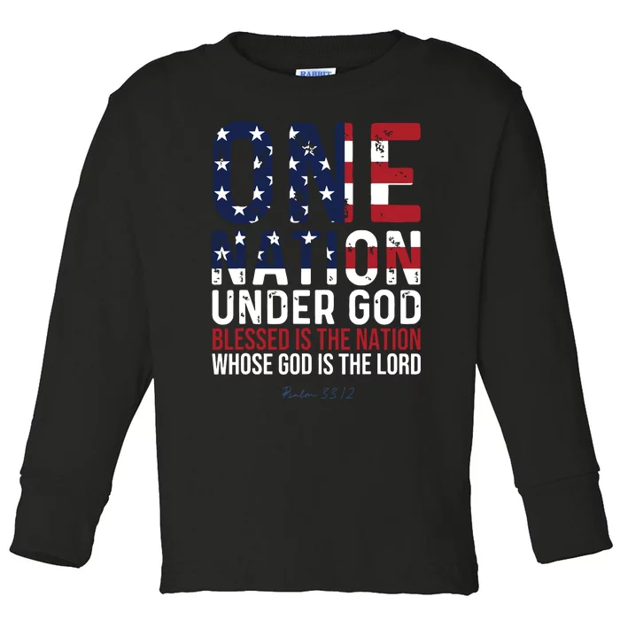 One Nation Under God Blessed Is The Nation Whose God Toddler Long Sleeve Shirt