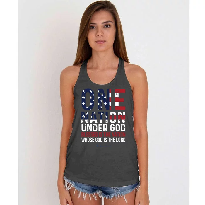 One Nation Under God Blessed Is The Nation Whose God Women's Knotted Racerback Tank