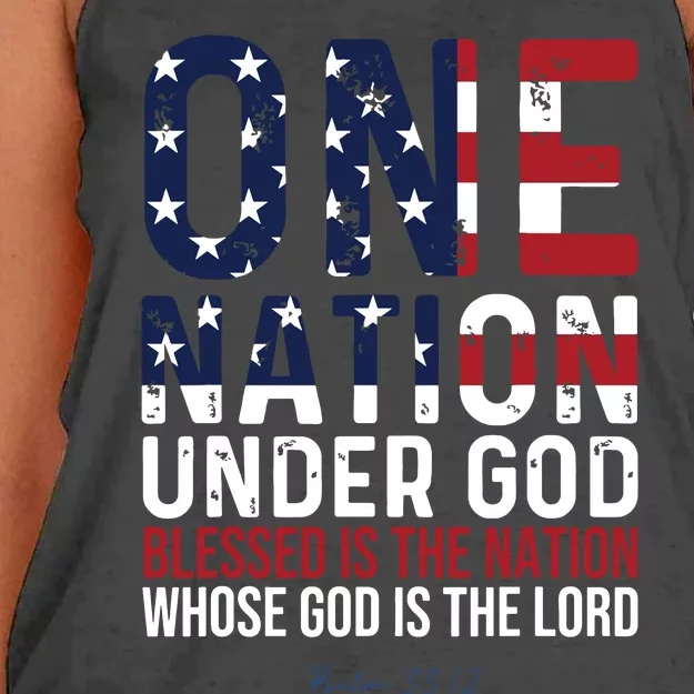 One Nation Under God Blessed Is The Nation Whose God Women's Knotted Racerback Tank