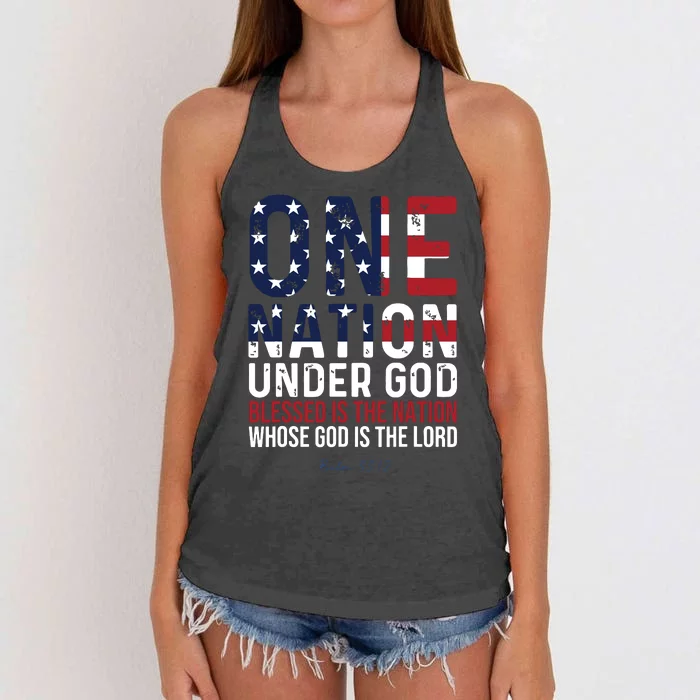 One Nation Under God Blessed Is The Nation Whose God Women's Knotted Racerback Tank