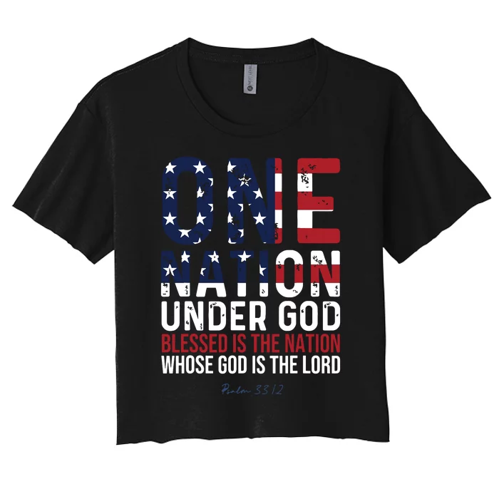 One Nation Under God Blessed Is The Nation Whose God Women's Crop Top Tee