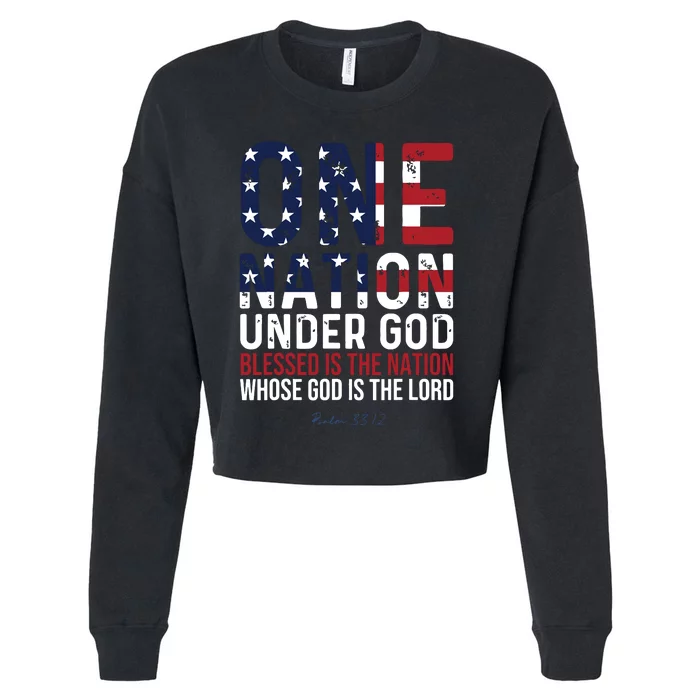 One Nation Under God Blessed Is The Nation Whose God Cropped Pullover Crew