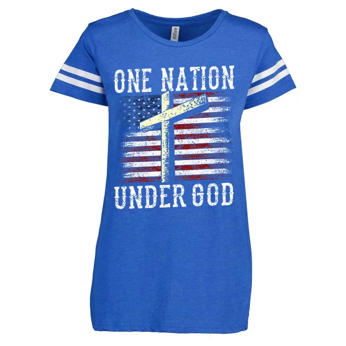 One Nation Under God America American Us Usa Patriotic Us Enza Ladies Jersey Football T-Shirt