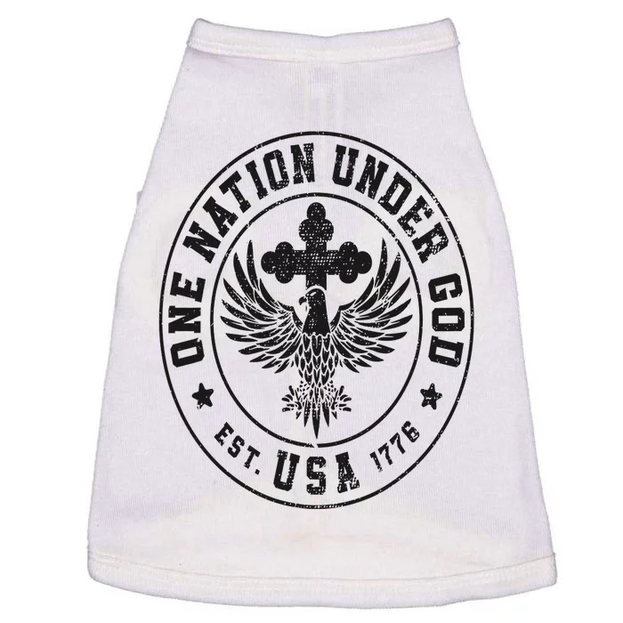 One Nation Under God USA Christian Cross Bald Eagle Graphic Doggie Tank