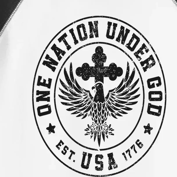 One Nation Under God USA Christian Cross Bald Eagle Graphic Toddler Fine Jersey T-Shirt