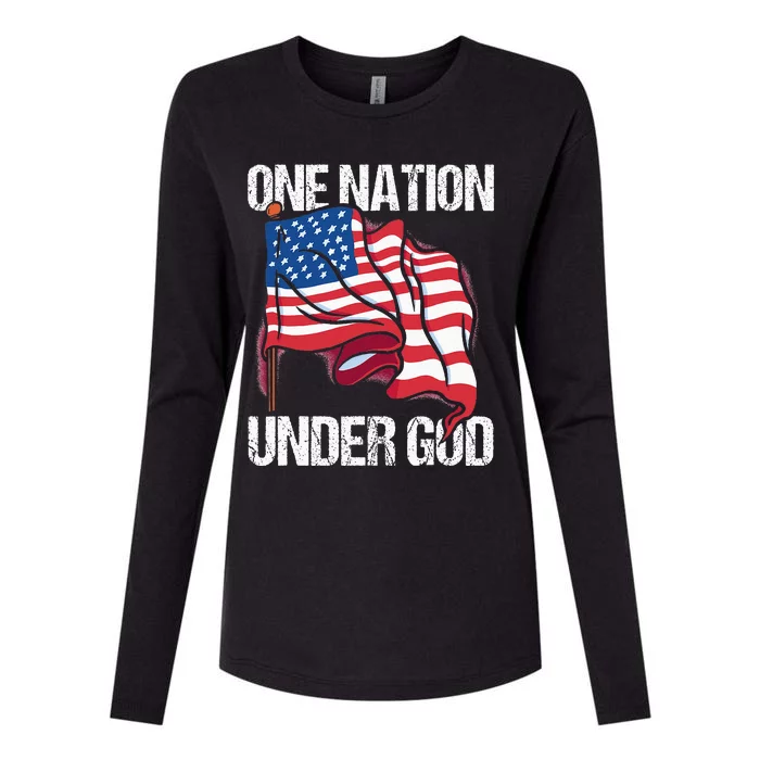 One Nation Under God American Usa Us America Patriotic Us Womens Cotton Relaxed Long Sleeve T-Shirt