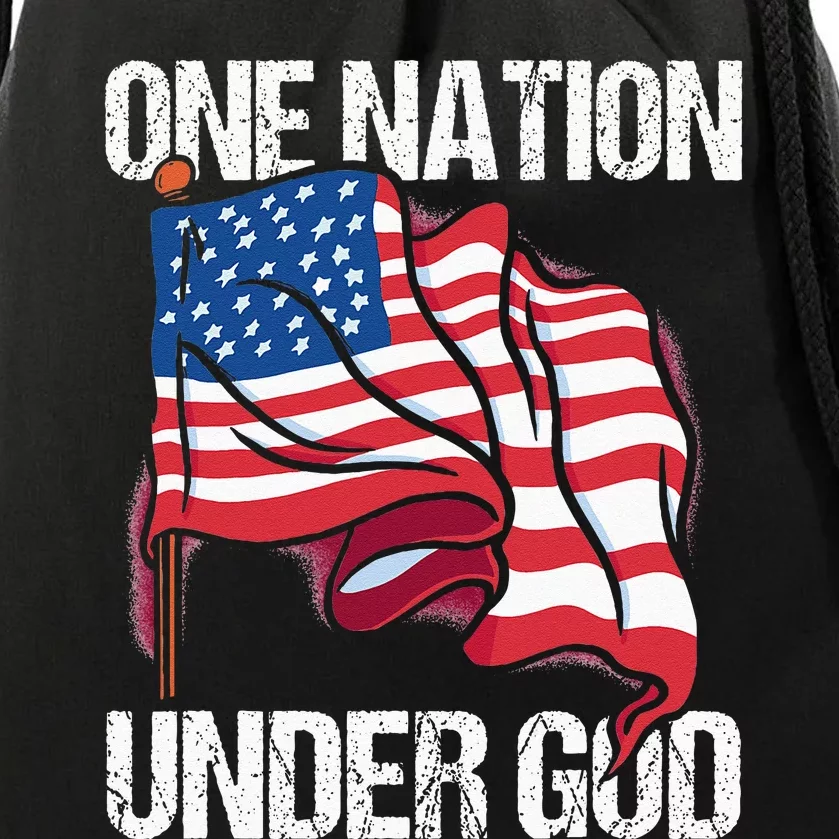 One Nation Under God American Usa Us America Patriotic Us Drawstring Bag