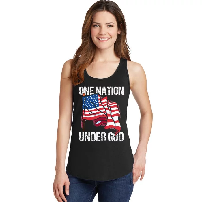 One Nation Under God American Usa Us America Patriotic Us Ladies Essential Tank