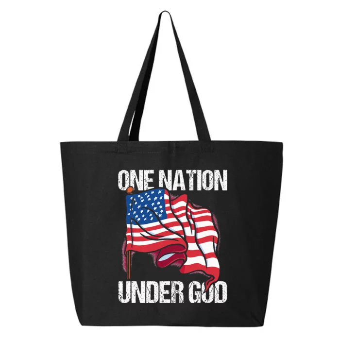 One Nation Under God American Usa Us America Patriotic Us 25L Jumbo Tote