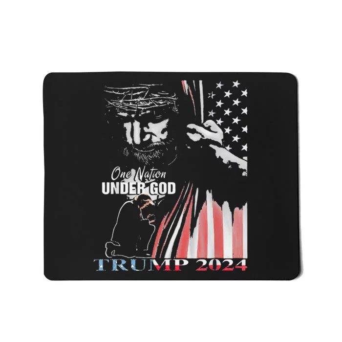 One Nation Under God Trump 2024 God American Flag Mousepad