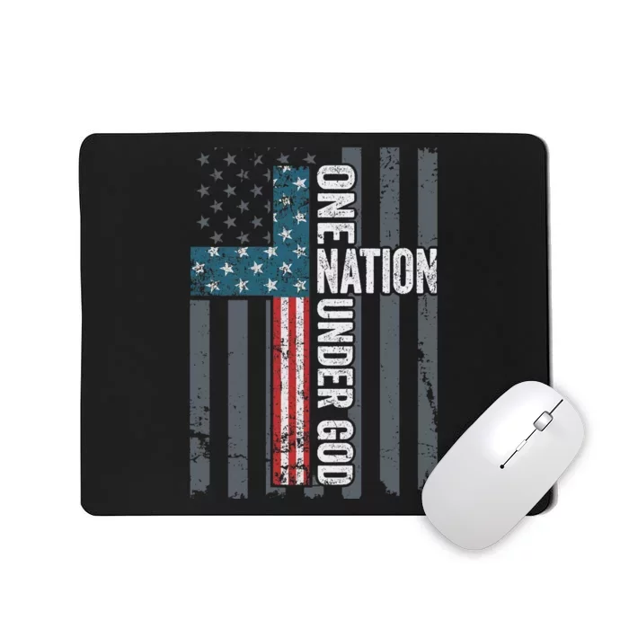 ONE NATION UNDER GOD USA Cross Flag Christian ON BACK Mousepad