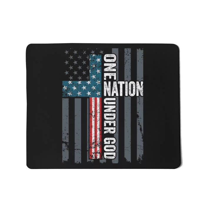 ONE NATION UNDER GOD USA Cross Flag Christian ON BACK Mousepad