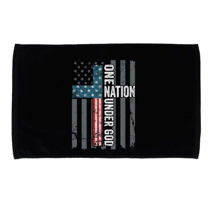 ONE NATION UNDER GOD USA Cross Flag Christian ON BACK Microfiber Hand Towel