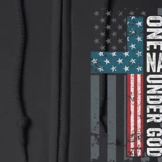 ONE NATION UNDER GOD USA Cross Flag Christian ON BACK Full Zip Hoodie