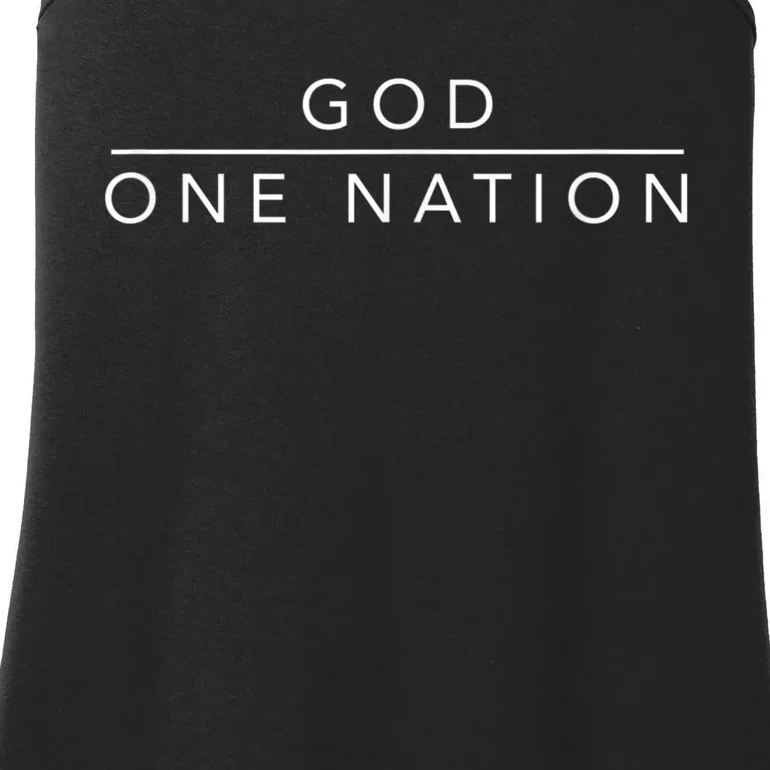 One Nation Under God Line Art Patriotic Christian Ladies Essential Tank