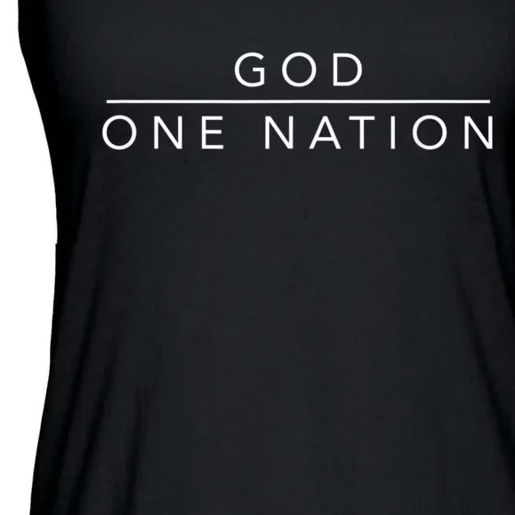 One Nation Under God Line Art Patriotic Christian Ladies Essential Flowy Tank