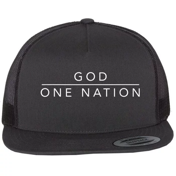 One Nation Under God Line Art Patriotic Christian Flat Bill Trucker Hat