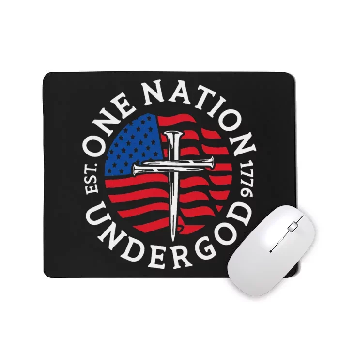 One Nation Under God Flag 4th Of July Patriotic Christian Mousepad