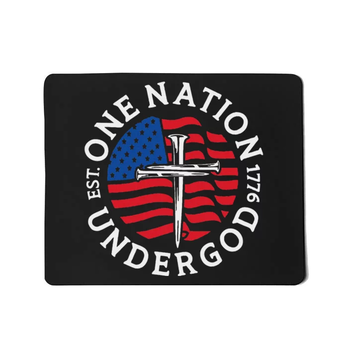 One Nation Under God Flag 4th Of July Patriotic Christian Mousepad