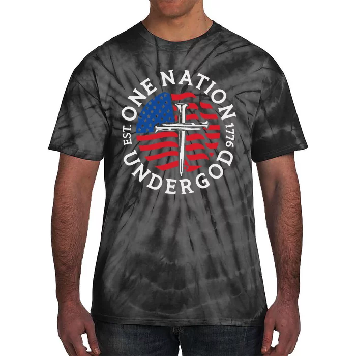 One Nation Under God Flag 4th Of July Patriotic Christian Tie-Dye T-Shirt