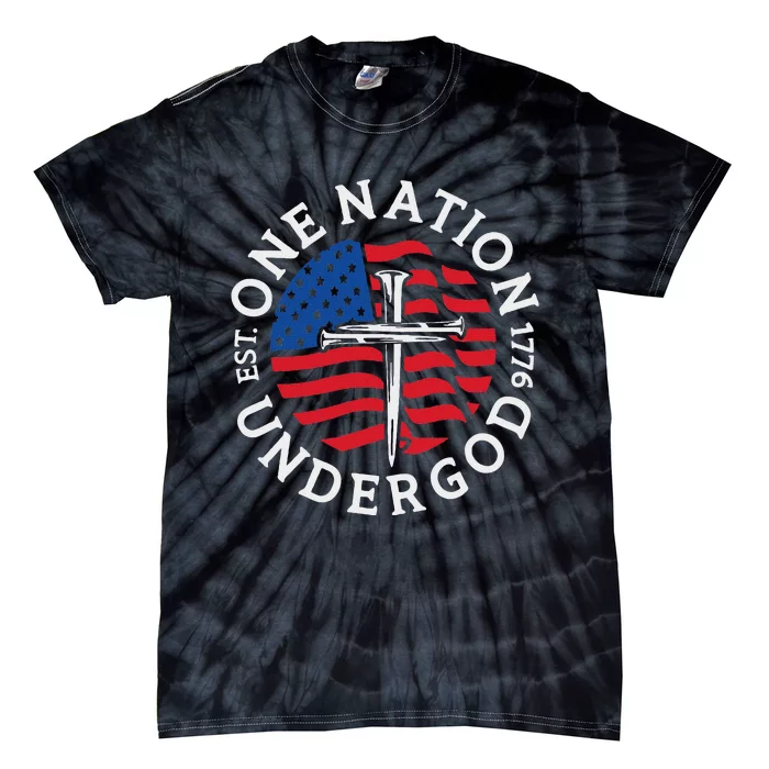 One Nation Under God Flag 4th Of July Patriotic Christian Tie-Dye T-Shirt