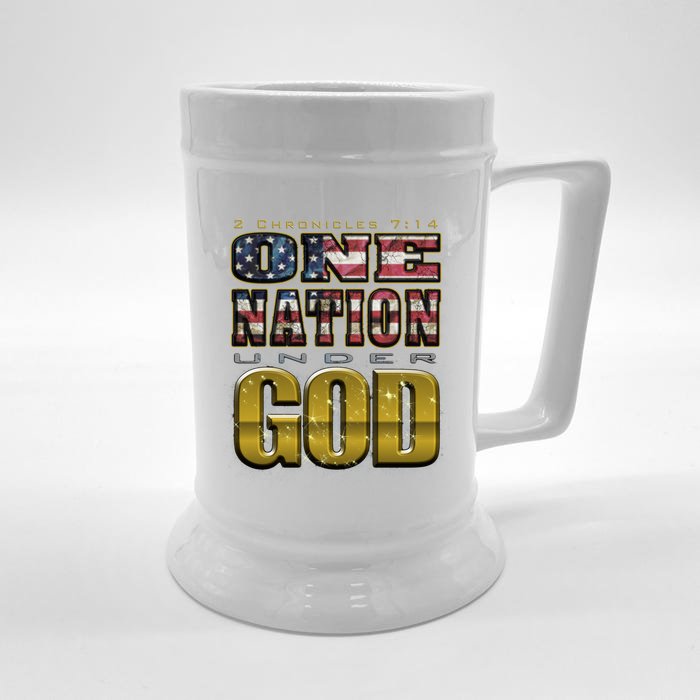 One Nation Under God Gift 2 Chronicles 7:14 Gift Front & Back Beer Stein