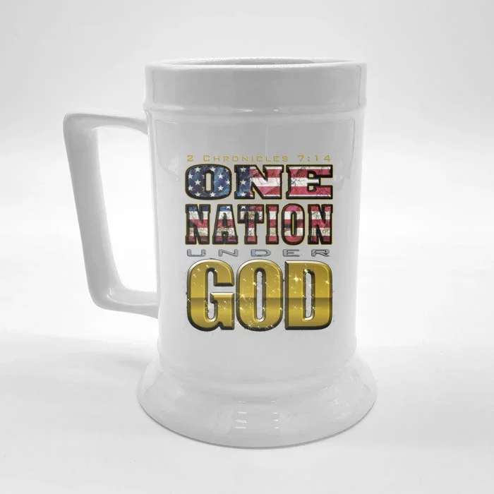 One Nation Under God Gift 2 Chronicles 7:14 Gift Front & Back Beer Stein