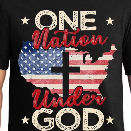 One Nation Under God Christian US Flag 4th Of July Faith Pajama Set