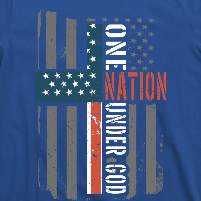 One Nation Under God American Flag Jesus Cross Faith Meaningful Gift T-Shirt