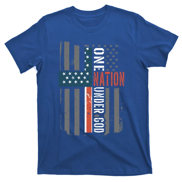 One Nation Under God American Flag Jesus Cross Faith Meaningful Gift T-Shirt