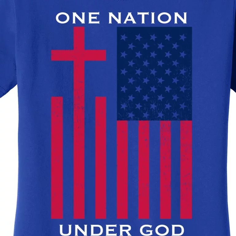 One Nation Under God American Flag Patriotic Christian Gift Women's T-Shirt