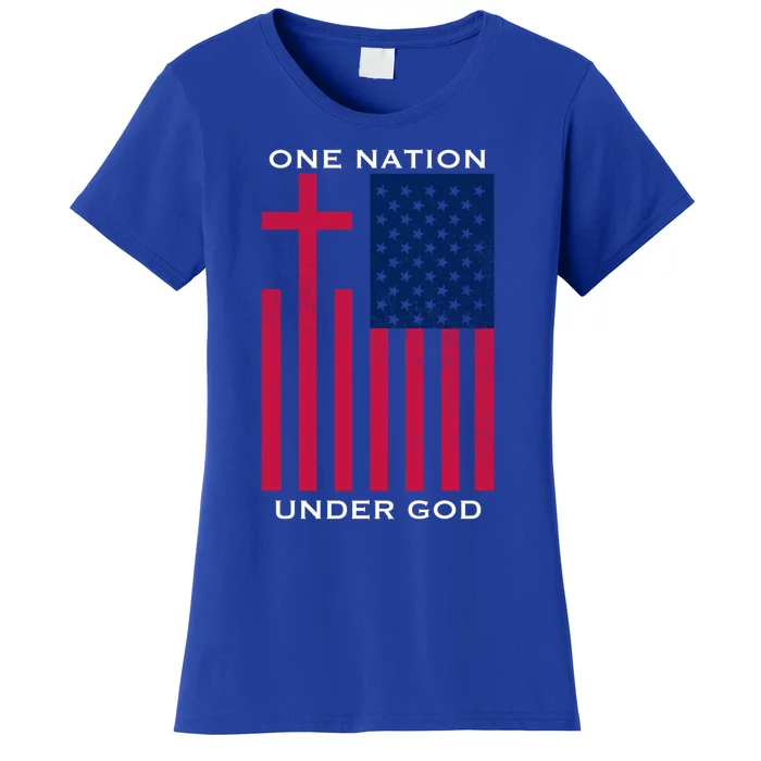 One Nation Under God American Flag Patriotic Christian Gift Women's T-Shirt