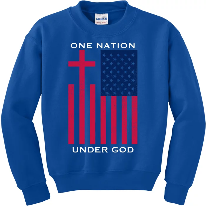 One Nation Under God American Flag Patriotic Christian Gift Kids Sweatshirt