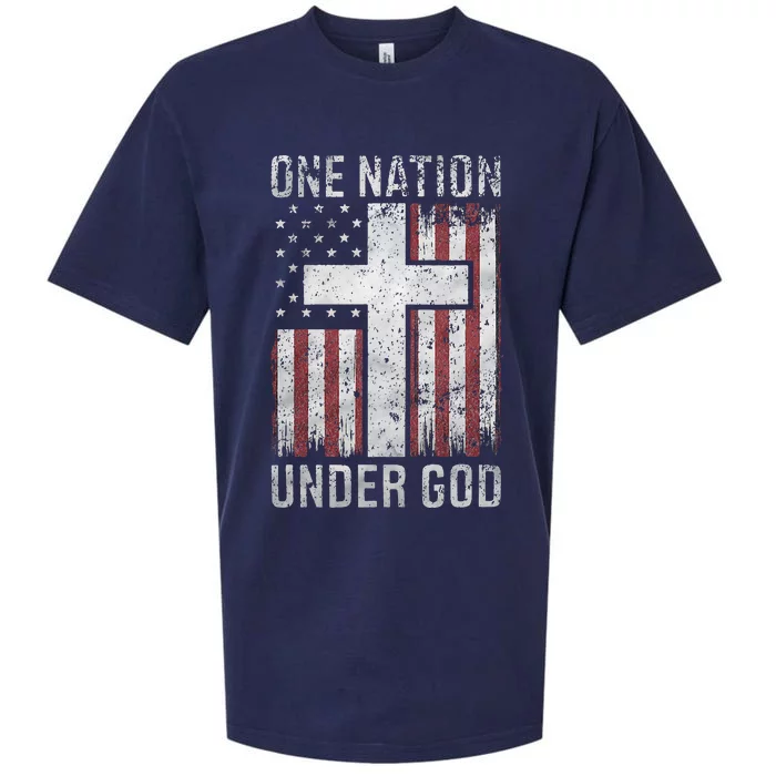 One Nation Under God 4th Of July Vintage Patriotic Christian Sueded Cloud Jersey T-Shirt