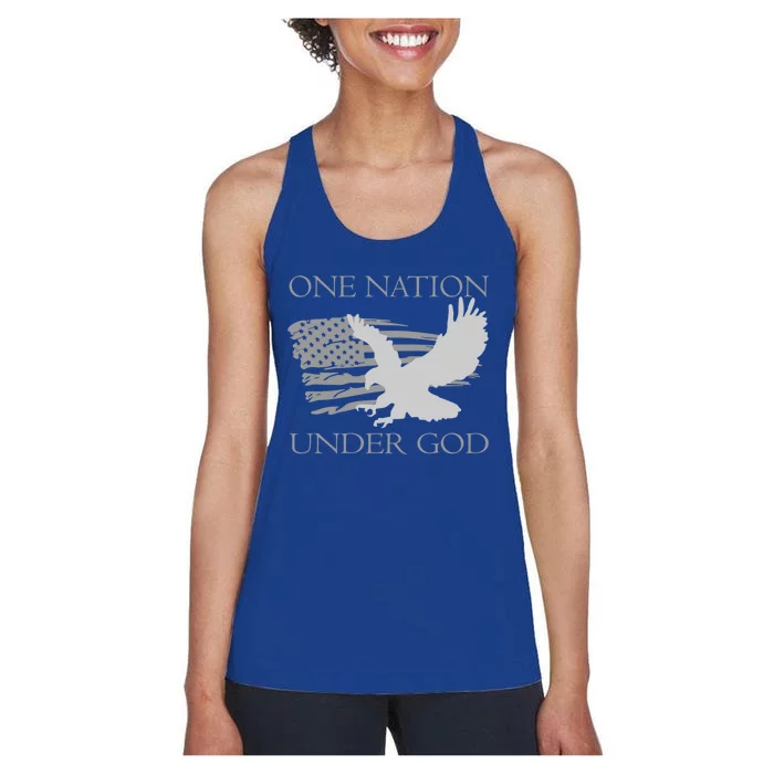 One Nation Under God American Patriots Funny Gift Women's Racerback Tank