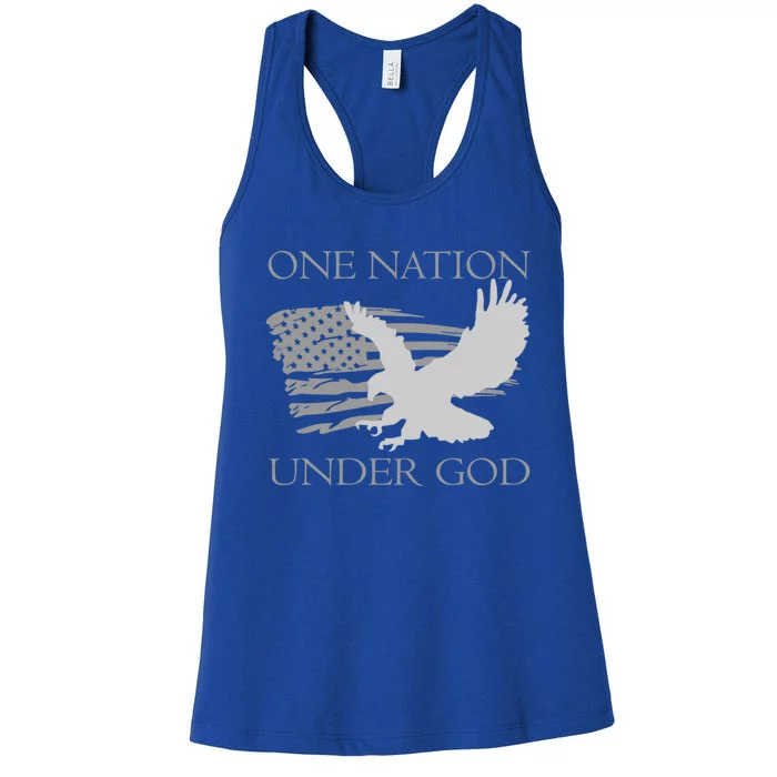 One Nation Under God American Patriots Funny Gift Women's Racerback Tank