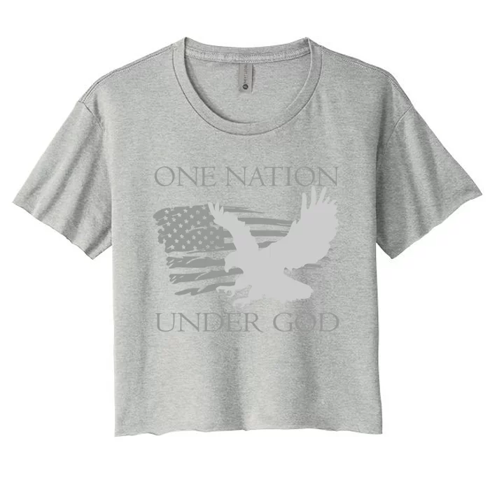 One Nation Under God American Patriots Funny Gift Women's Crop Top Tee