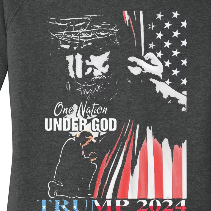 One Nation Under God Trump 2024 God American Flag Women's Perfect Tri Tunic Long Sleeve Shirt