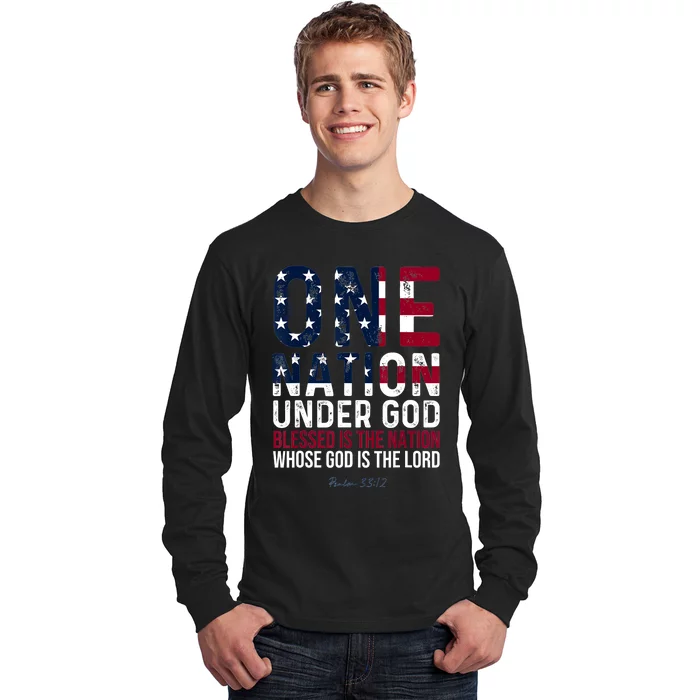 One Nation Under God Blessed Is The Nation Whose God Long Sleeve Shirt