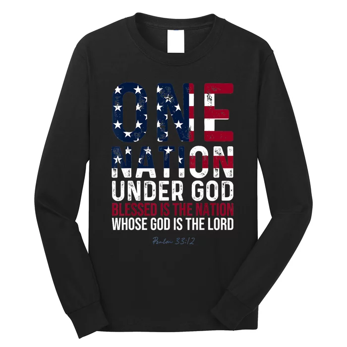 One Nation Under God Blessed Is The Nation Whose God Long Sleeve Shirt