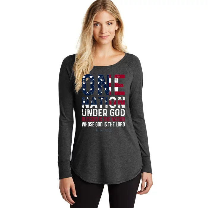 One Nation Under God Blessed Is The Nation Whose God Women's Perfect Tri Tunic Long Sleeve Shirt