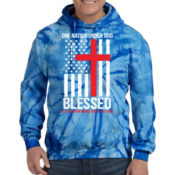 One Nation Under God Blessed Country American Flag Cool Gift Tie Dye Hoodie