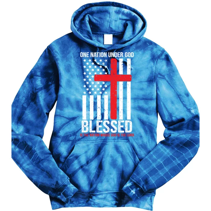 One Nation Under God Blessed Country American Flag Cool Gift Tie Dye Hoodie