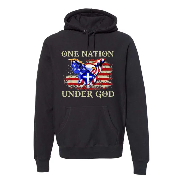 One Nation Under God Patriotic Usa Christian Premium Hoodie