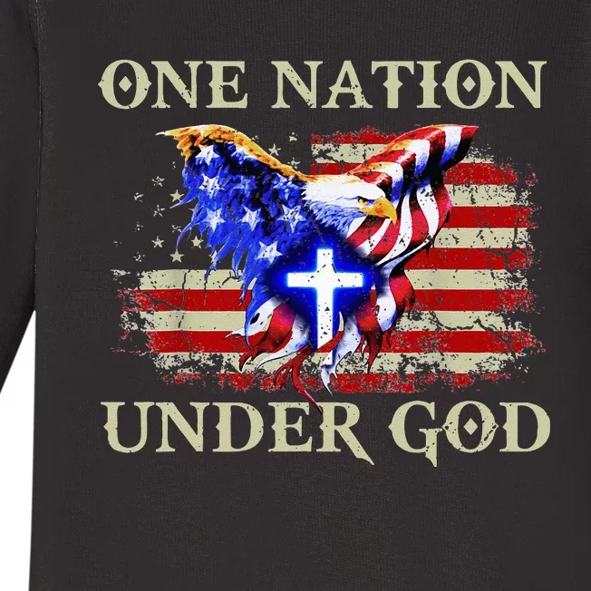 One Nation Under God Patriotic Usa Christian Baby Long Sleeve Bodysuit