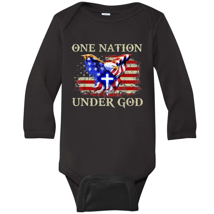 One Nation Under God Patriotic Usa Christian Baby Long Sleeve Bodysuit