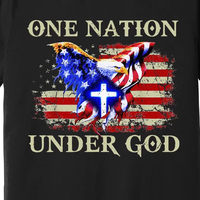 One Nation Under God Patriotic Usa Christian Premium T-Shirt