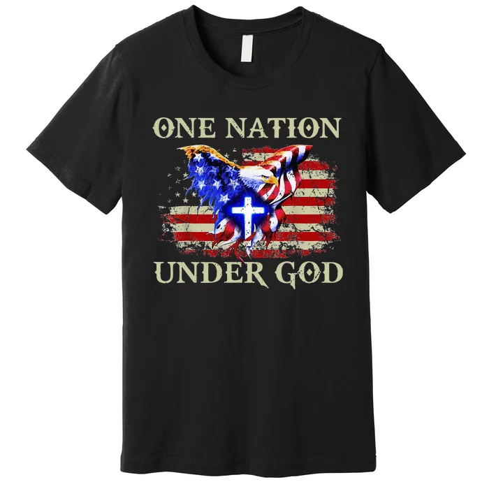 One Nation Under God Patriotic Usa Christian Premium T-Shirt