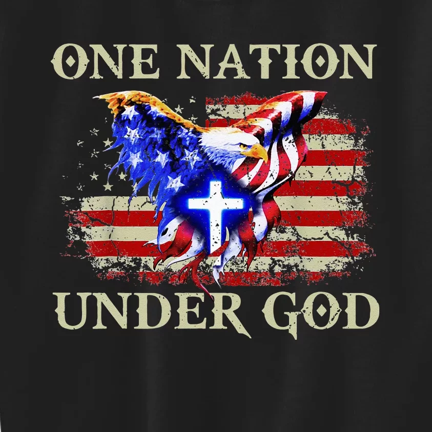 One Nation Under God Patriotic Usa Christian Kids Sweatshirt